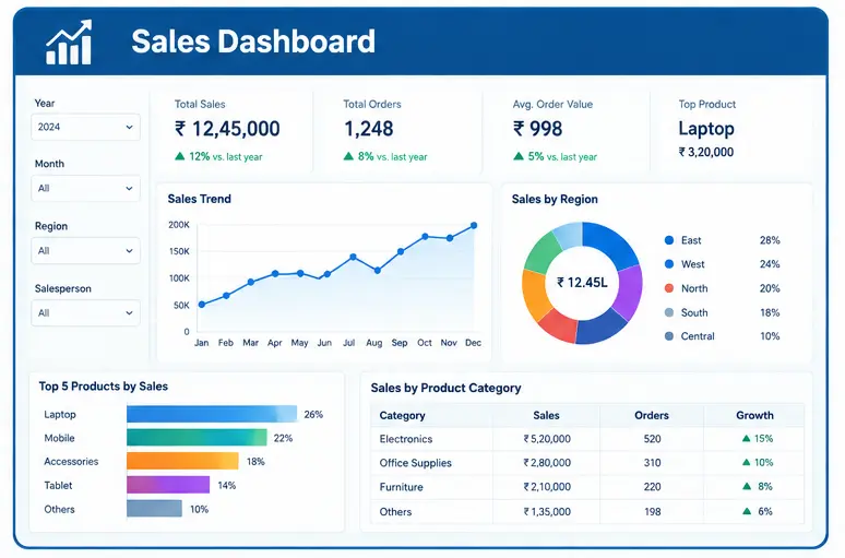 Sales dashboard project for practical Data Analytics learning